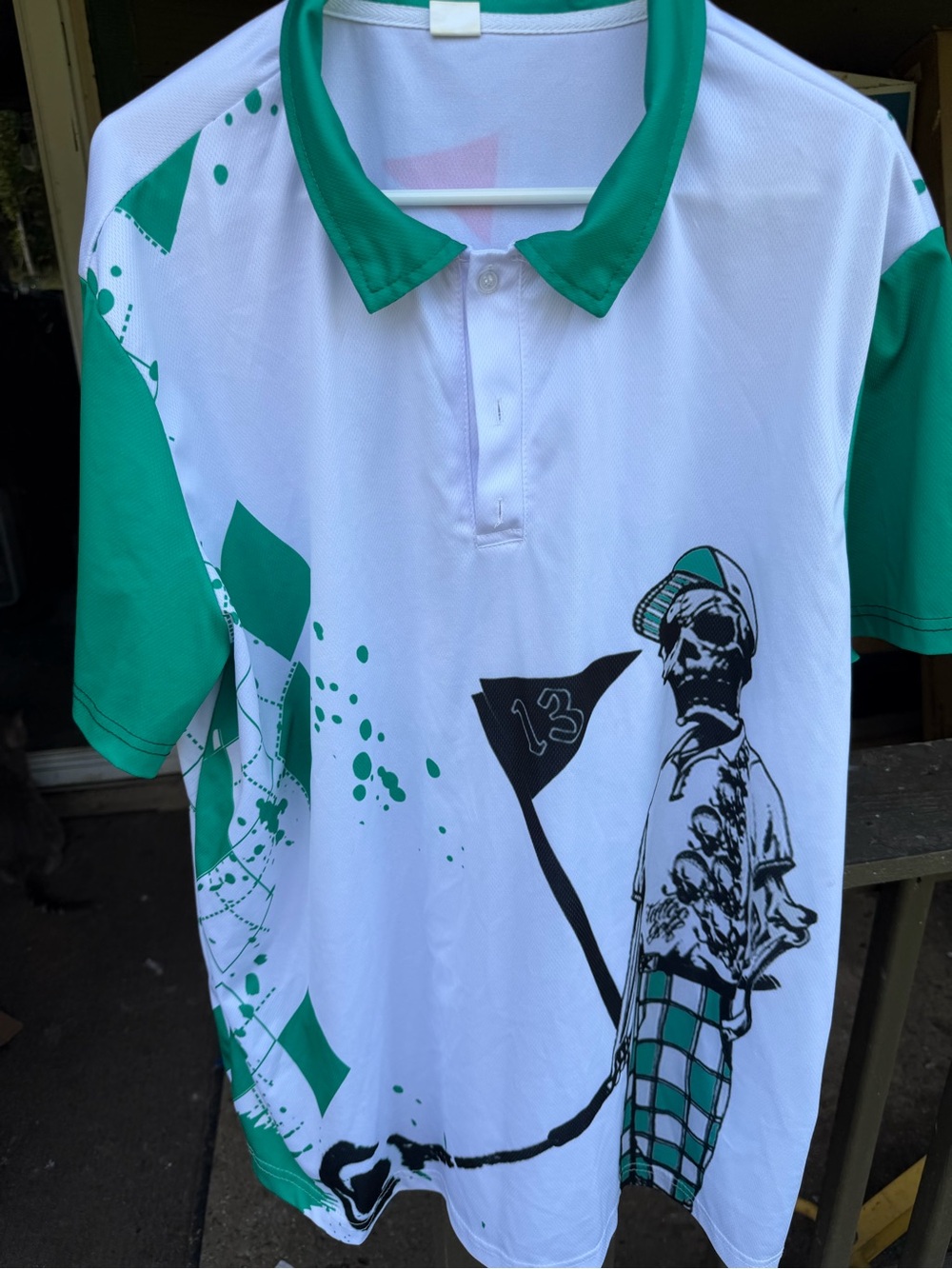 Golf "Swing Swear Look For Ball Repeat" Men's  3xl  Polo Shirt Funny Skeleton